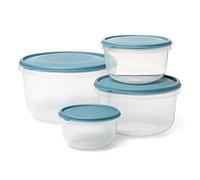 TATAY Set de 4 Fiambreras de Alimentos (1 x 0.3L, 1 x 0.6L, 1 x 1.2L, 1x 2.2L), Tapa Flexible, Libre de BPA, Aptos para Microondas, Lavavajillas y Congelador, Azul