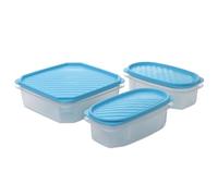 Tatay Recipientes Herméticos Para Alimentos Top Flex | Set de 3: 1x1,3L + 2x0,5L | Tapa a Presión | Tupper Hermético | Apto Microondas, Lavavajillas, Nevera, Congelador | Plástico sin BPA, Azul