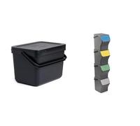 TATAY Set Cubos Basura 6 L Diseño Compacto Diseño Modular Negro sin Soporte | Set Cubos Basura | 1 Cubo Organico Smart 6L | 4 de Reciclaje Easy Waste | 20L Gris | Para la Cocina | Materiales Reciclados