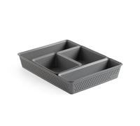 TATAY Set de 4 Organizadores de cajones, 1ud Slim + 1ud A6 + 1ud A5 + 1ud A4, Bohol, de Polipropileno, Libre de BPA, Material 100% Reciclado, Gris Antracita