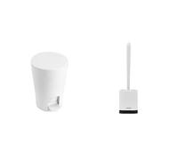 TATAY Set Papelera Baño con Pedal Diabolo, 5L de Capacidad Color Blanco Escobilla de Baño de Silicona, Flexible, Escobilla WC con ventilación de Secada Rápido Cepillo Gris