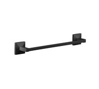 TATAY Soporte Toallas Baño Sin Taladro o con Taladro Mediano | Incluye Fijador Kit Glue&Fix (Resistencia 5kg) y Tornillos | Acero Inoxidable | Moderno | 6 x 6,5 x 45 cm - Modelo Iconik - Negro