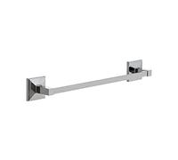 TATAY Soporte Toallas Baño Sin Taladro o con Taladro Mediano | Incluye Fijador Kit Glue&Fix (Resistencia 5kg) y Tornillos | Acero Inoxidable | Moderno | 6 x 6,5 x 45 cm - Modelo Iconik - Metalizado