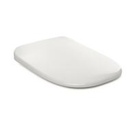 TATAY Asiento WC, de caída controlada, diseño ligeramente cuadrado, fabricado en UF, material antibacterias, resistene y no se raya. Color blanco acabado brillante