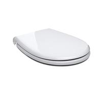 TATAY Asiento WC, de caída controlada, diseño elegante, super plano, fabricado en PP antibacterias, color blanco acabado brillante. Robusto y muy resistente a los impactos