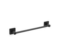 TATAY Toallero de baño, de la colección de accesorios de baño NERO, Acero Inoxidable y Zamak, Doble Sistema de fijación con Tornillos y Glu fix, Hasta 10Kg, Toallero Negro. Medidas 6 x 6,5 x 45 cm