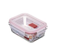 Tatay Fiambrebra de Alimentos, Vidrio, Hermética, 0.37L de Capacidad, Tapa de Clip, Libre de BPA, Apto Microondas, Horno, Congelador y Lavavajillas, Color Rojo. Medidas 11.2 x 15.2 x 5.7 cm