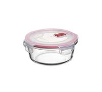 Tatay Fiambrebra de Alimentos, Vidrio, Hermética, 0.6L de Capacidad, Tapa de Clip, Libre de BPA, Apto Microondas, Horno, Congelador y Lavavajillas, Color Rojo. Medidas 15.6 x 15.6x 6.3 cm