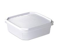 Tatay Fiambrera de Alimentos, Hermética, 1.3L de Capacidad, Tapa Flexible a Presión, Libre de BPA, Apto Microondas y Lavavajillas, Color Blanco, Medidas: 18,5 x 18,5 x 6,1 cm