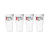 Tatay Twist - Set De 4 Recipientes Redondos 0.6l Con Cierre Hermético A Rosca. Blanco