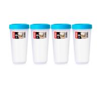 Tatay Twist - Set De 4 Recipientes Redondos 0.6l Con Cierre Hermético A Rosca. Turquesa