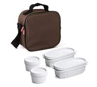 Tatay Urban Food Casual, Bolsa Térmica Porta Alimentos, 3L de Capacidad, con 4 Tuppers Herméticas (2 x 0.5L, 2 x 0.2L), Color Marrón. Medidas 22.5 x 10 x 22 cm