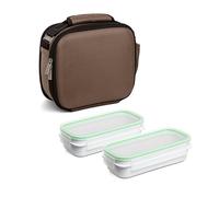 Tatay Urban Food Shell - Bolsa Térmica Porta Alimentos, de Capacidad, con 2 Tuppers Herméticos de 0,75L de Plástico Libre de BPA, Color Marrón Visón. Medidas 28 x 13,5 x 23,5 cm, 5.6L