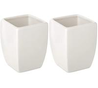 Tatay Vaso Colección Sobremesa Thai, de Cerámica, Blanco, Medidas 7,5 x 7,5 x 10 (Paquete de 2)