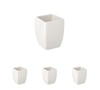 Tatay Vaso Colección Sobremesa Thai, de Cerámica, Blanco, Medidas 7,5 x 7,5 x 10 (Paquete de 4)