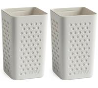 TATAY Vaso para el Cepillo de Dientes y Pasta de Dientes Bohol, de Polipropileno, Libre de BPA, Plástico 100% Reciclado, Blanco. Medidas: 6,5 x 6,5 x 11 cm (Paquete de 2)