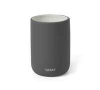 TATAY Vaso para el Cepillo de Dientes y Pasta de Dientes Soft, Cerámica en Acabado Mate, Libre de BPA, Gris Antracita. Medidas: 7,4 x 7,4 x 10,5 cm