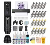 TATELF Complete Kit Con Impresora Termica, Con BateríA De 1800 Mah, 20 Unidades, Cartuchos, Agujas De 10 Inks, Accesorios Completos Para Principiantes Y Artistas