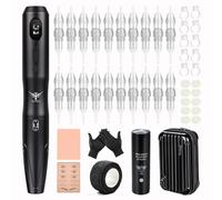 TATELF Dermografo Máquina de maquillaje Semi-permanente con 20 agujas de cartucho para delineador de ojos en polvo Brows microblading