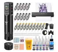 TATELF H1 Impresora Tattoo con Maquina De Tatuar Kit Completo LCD Battery 10 Tintas, 20 Unidades, Accesorios Completos para Principiantes Y Artistas