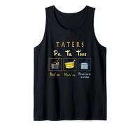 Taters Po-ta-Toes Hervir Em Mash Em Stick Em en un Guiso Divertido Camiseta sin Mangas