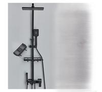 tatic Black Shower Column Set, 4-Way Rain Shower Mixer with Digital LCD Faucet, ry Bathroom Shower System, Adjustable Temperature Control, Modern Design