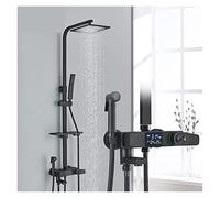 tatic Black Shower Column with Digital Display, Rain Showerhead, Hot & Cold Water Mixer, Bath System, Bidet Faucet - Modern Bathroom Fixture (Black B1-2)