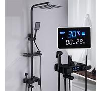 tatic Shower Column, Brass Shower Faucet Set with Digital Display, 12-Inch Rain Shower Head, Modern Bathroom Shower System, Adjustable Temperature Control.