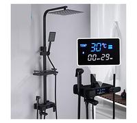 tatic Shower Column Set with Digital Display, Brass Rain Shower Faucet, Bath Shower Mixer, Adjustable Height, ry Rainfall Shower System (tatic-DIS-B3)