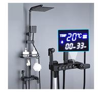 tatic Shower Set, Black Ch Rain Shower Mixer with Digital Display, 4-Way Brass Shower System, rious Bathroom Faucet for Ultimate Comfort