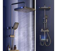 tatic Shower System, Grey Shower Column with Temperature Display, Wall-Mounted Shower Faucet, Rain Shower Head, Handheld Bidet Sprayer, Ideal for Modern Bathrooms