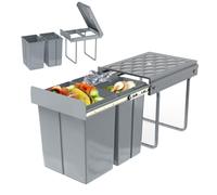TATIVALO Cubo de basura para cocina, con separación de basura, 20 l, 2 x 10 | Para armarios de cocina a partir de 50 x 36 x 44 cm, 40 litros de volumen total, rieles amortiguados, asas ergonómicas