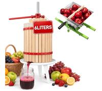 TATIVALO Exprimidor manual de frutas manual 6L + 7L Acero inoxidable | Prensa manual de frutas con paño de prensado, exprimidor y exprimidor, molinillo de uvas, trituradora de frutas para manzanas
