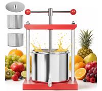 TATIVALO Prensa de frutas manual de acero 6L, con barriles de acero | Exprimidor de sidra de manzana, exprimidor de uvas, aceite de oliva, exprimidor manual con mango triple