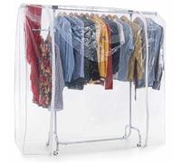 Tatkraft Falcon & Big - Armario de Tela, Burro para Ropa, con Ruedas, con Funda Plástico Transparente para Perchero de Ropa