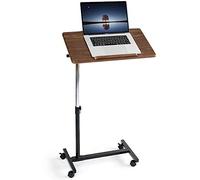 Tatkraft Gain Mesa Auxiliar con Ruedas para Cama y Sofá Plegable, Altura Ajustable 71-96 cm, Portátil de la Mesa de Altura Regulable con Antideslizante-Barra