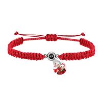 TATLETATLE Pulseras personalizadas con imagen en el interior, pulseras de proyección con fotos, pulsera con imagen I Love You, pulsera de 100 idiomas, regalo para él, su mejor amigo (B-rojo)