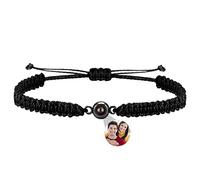 TATLETATLE Pulseras personalizadas con imagen en el interior, pulseras de proyección con fotos, pulsera con imagen I Love You, pulsera de 100 idiomas, regalo para él, su mejor amigo (B-Negro)