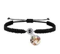 TATLETATLE Pulseras personalizadas con imagen en el interior, pulseras de proyección con fotos, pulsera con imagen I Love You, pulsera de 100 idiomas, regalo para él, su mejor amigo (C-Negro)
