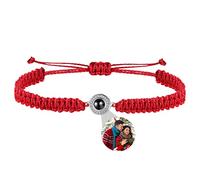 TATLETATLE Pulseras personalizadas con imagen en el interior, pulseras de proyección con fotos, pulsera con imagen I Love You, pulsera de 100 idiomas, regalo para él, su mejor amigo (C-rojo)