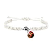 TATLETATLE Pulseras personalizadas con imagen en el interior, pulseras de proyección con fotos, pulsera con imagen I Love You, pulsera de 100 idiomas, regalo para él, su mejor amigo (B-Blanco)