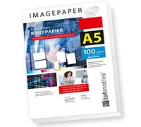 TATMOTIVE Imagepaper 100g/m² DIN A5, el papel de carta más fuerte, impresiones brillantes para todas las impresoras, 1000 hojas de papel para fotocopiadora, color blanco