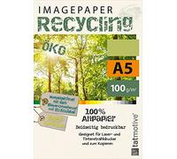 TATMOTIVE Imagepaper Papel reciclado ecológico 100 g/m², A5, certificado FSC, adecuado para todas las impresoras, 500 hojas de papel para fotocopiadora sostenible