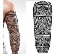 Tatodays Tatuaje temporal azteca polinesio tribal palo en transferencia adulto temporal tatuaje arte corporal pegatina manga elegante motorista rockero vestido halloween