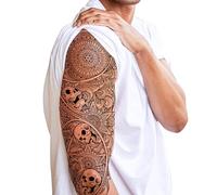 Tatodays Tatuaje Temporal Calaveras de Brazo Completo Palo gótico en Transferencia de Arte Corporal para Mujeres y Hombres Cosplay Halloween Adultos Tatuaje Temporal Falso Fiesta de Disfraces de