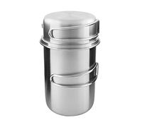 Tatonka Handle Mug - Juego de Vasos de Acero Inoxidable (850 ml, con Taza y Tapa, con Asas Plegables y escalado de Volumen, Compatible con Cuello Ancho de Nalgene 1 L)