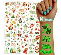 TatoYard 10 Hojas Tatuajes Fluorescentes Tatuajes Navidad Niños, Tatuajes Temporales Niños Detalles Navidad Niños Pegatinas Navidad Niños Stocking Fillers Detalle Navidad Niños