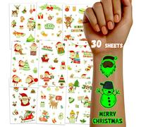 TatoYard 30 Hojas Tatuajes Navidad Niños Tatuajes Fluorescentes, Pegatinas Navidad Niños Tatuajes Temporales Niños Tatuajes Navidad Navidad Niños Detalles por Navidad