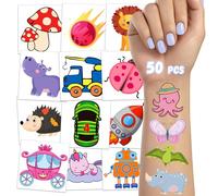 TatoYard Tatuajes Temporales para Niños, 50 Hojas Tatuaje Individuales, Stickers Pegatinas Infantiles, Detalles Cumpleaños Decoracion Fiesta Niños (Color)