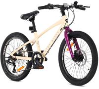 Tatra Bikes Bicicleta Infantil 20 Pulgadas, Bici para niños con Cuadro de Aluminio, 6 Cambios, Frenos de Disco, Timbre, reposapiés, reflectores (Crema Violeta)